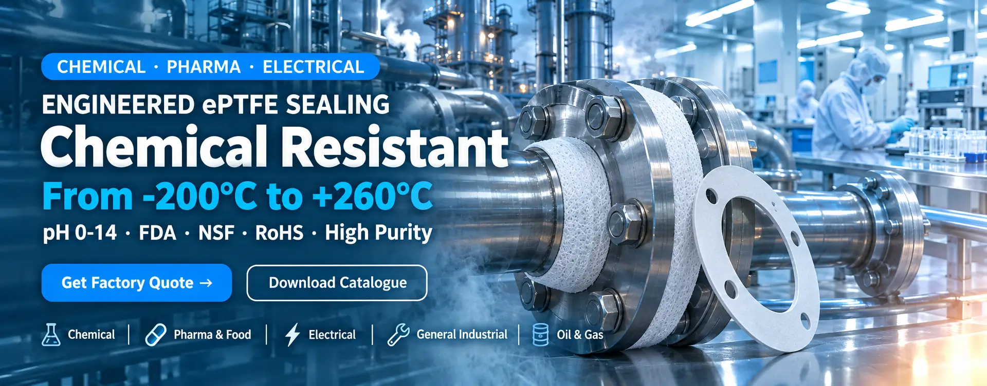 Expanded PTFE joint sealant tape and ePTFE gasket for chemical pharmaceutical electrical industries
